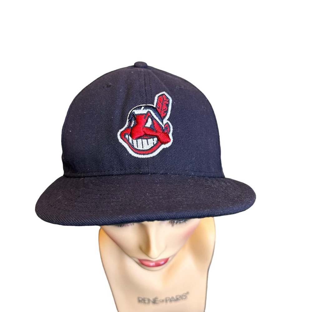 New Era Navy Blue Chief Wahoo Cleveland Indians Baseball Hat sz 7 1/4